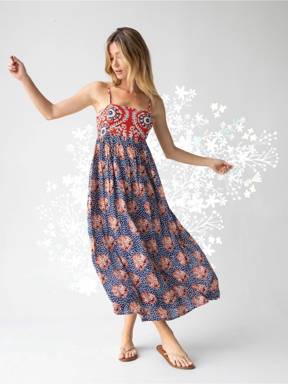 NWT: NATURAL LIFE  Bailey Boho Mixed Print Side Pockets Maxi Dress• Medium
